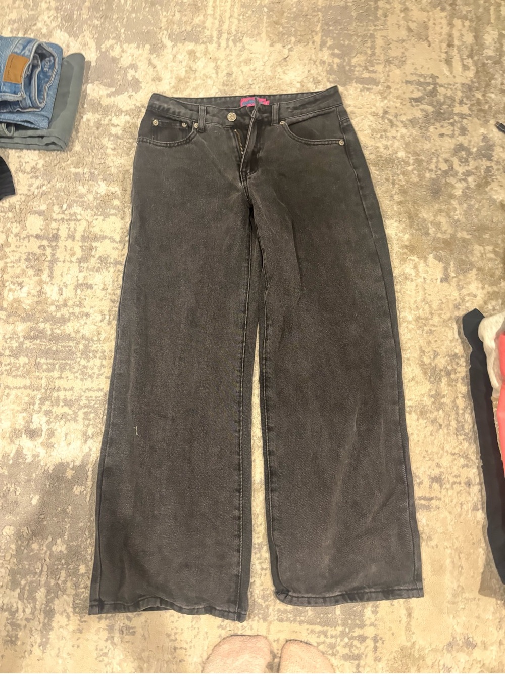 Edikted NEVER WORN Washed Black High-Rise Wide-Leg Jeans